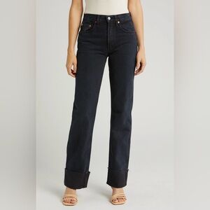 Re/Done High Waist Cuff Narrow Leg Jeans